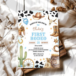 Cowboy First Rodeo Wild West 1st Birthday Invitation
