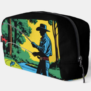Cowboy Fisherman on Riverbank Dopp Kit