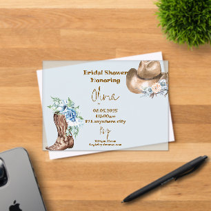 COWBOY FLORAL BRIDAL SHOWER  ACRYLIC INVITATIONS