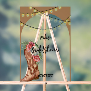 Cowboy floral bridal shower  acrylic sign
