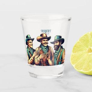 Cowboy Friends Drinking Shots Custom Shot Glass
