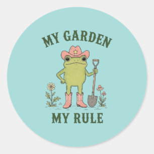 Cowboy Frog Gardening My Garden My Rule Classic Round Sticker