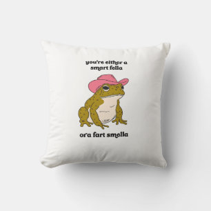 Cowboy Frog Meme Smart Fella or Fart Smella Cushion