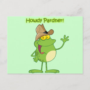 Cowboy Frog Waving Howdy Postcard
