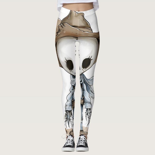 cowboy funny halloween art leggings (Front)