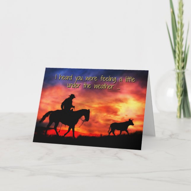 Cowboy Get Well, Feel Better Cute Card (Front)