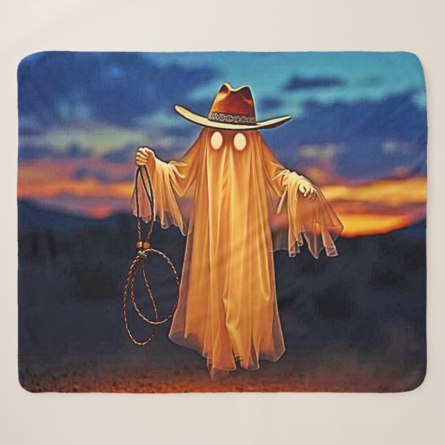 Cowboy Ghost at Sunset Design Sherpa Blanket (Front (Horizontal))