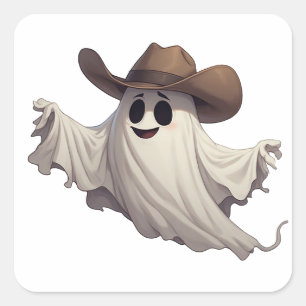 Cowboy Ghost Character For Western Fun 👻 Square Sticker