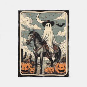 Cowboy Ghost Riding Horse Funny Tarot Card Hallowe Fleece Blanket