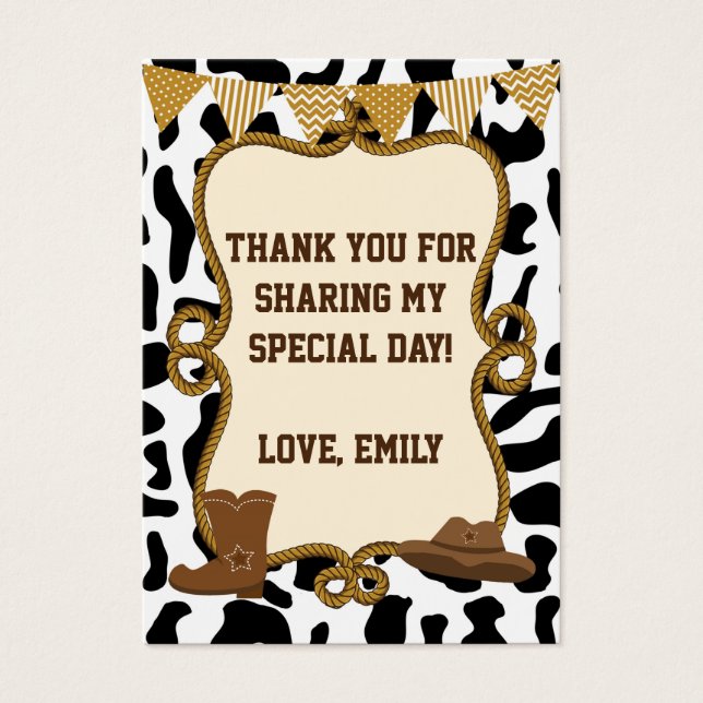 Cowboy Gift Favour Label Tag (Front)