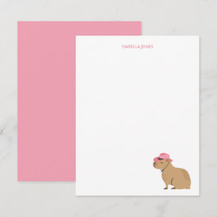 Cowboy girl capybara animal kids stationery paper card