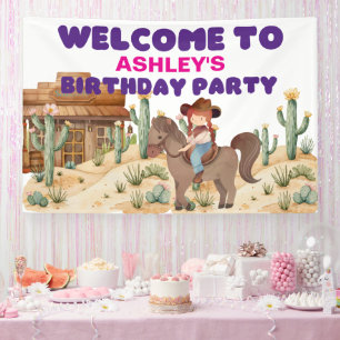 Cowboy Girl on Horse Birthday Party Welcome Banner