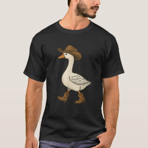Cowboy Goose Funny Western Walking Boots Hat Humou T-Shirt