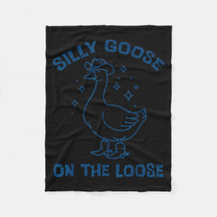 Cowboy Goose Silly On The Loose Funny Animal Men W Fleece Blanket