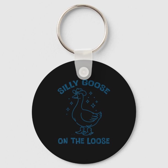 Cowboy Goose Silly On The Loose Funny Animal Men W Key Ring (Front)