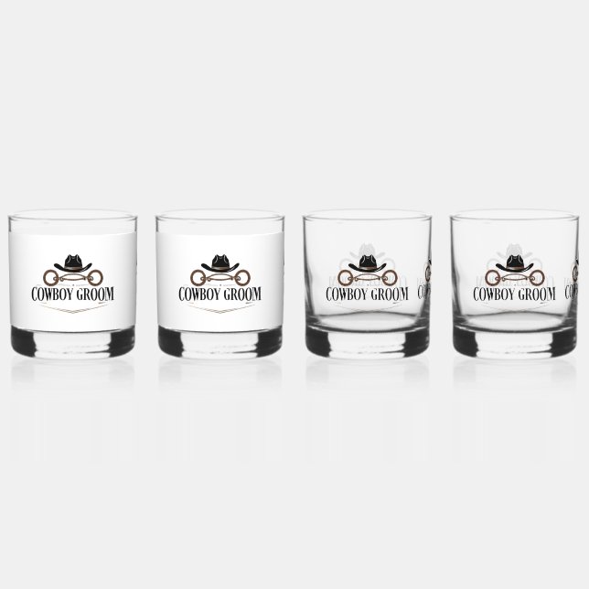 Cowboy Groom Whiskey Glass (Front)