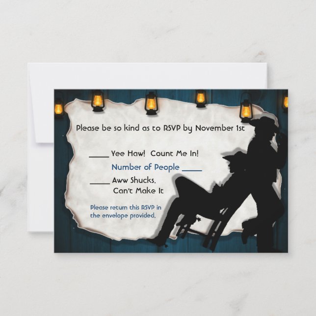 Cowboy Grooms II Custom Gay Wedding RSVP Cards (Front)