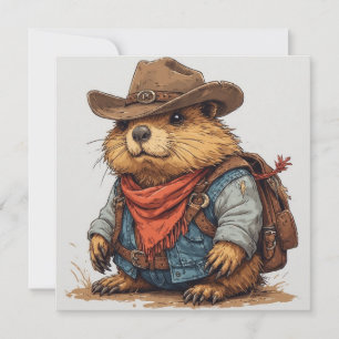 cowboy groundhog invitation