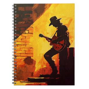 Cowboy Guitarist Wall Art – Rustic Western Musicia Notebook