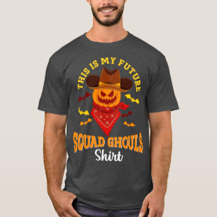 Cowboy Halloween Future Squad Ghouls Skeleton Pump T-Shirt