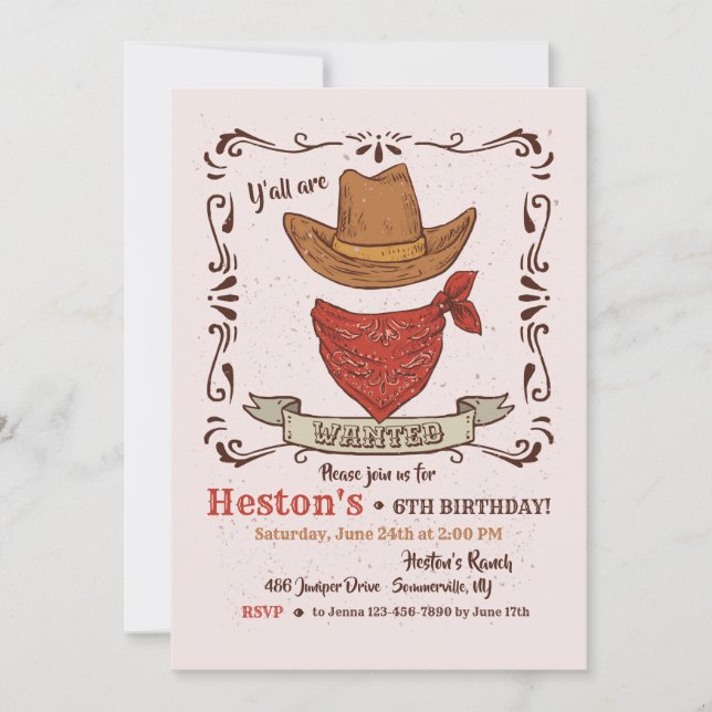 Cowboy Hat and Bandanna Invitation (Front)