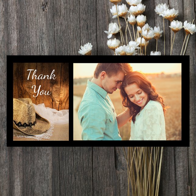 Cowboy Hat and Barn Wood Western Wedding Thank You (Creator Uploaded)