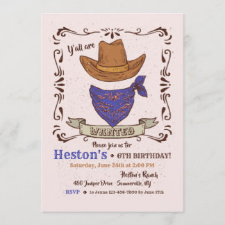 Cowboy Hat and Blue Bandanna Invitation