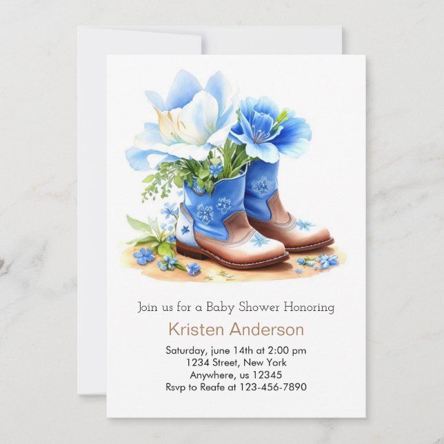 Cowboy Hat and Boots Delightful Baby Shower Invitation (Front)