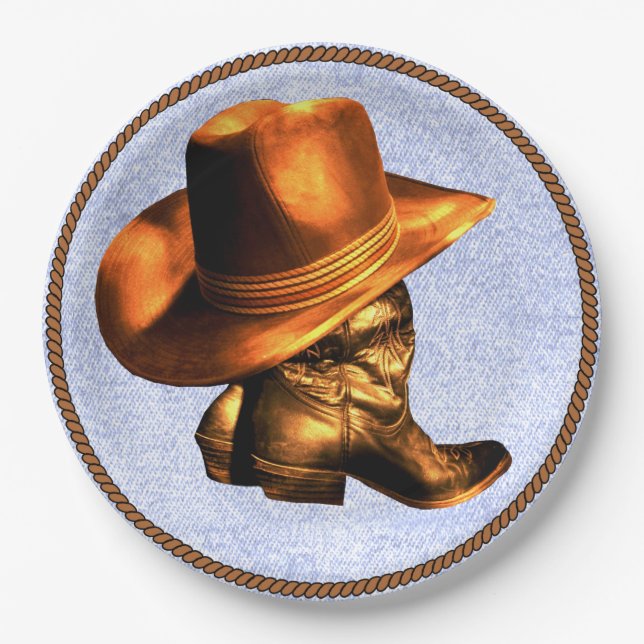 COWBOY HAT AND BOOTS PAPER PLATE (Front)
