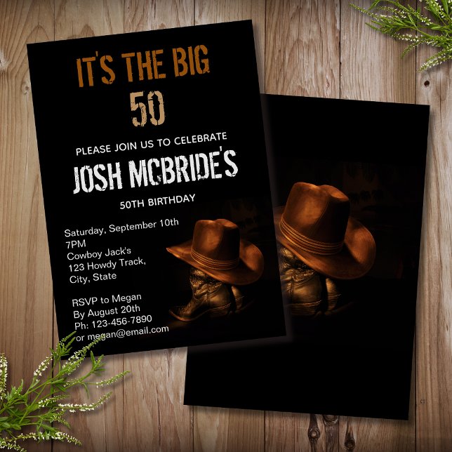 Cowboy Hat and Leather Boots Masculine Custom Invitation (Creator Uploaded)