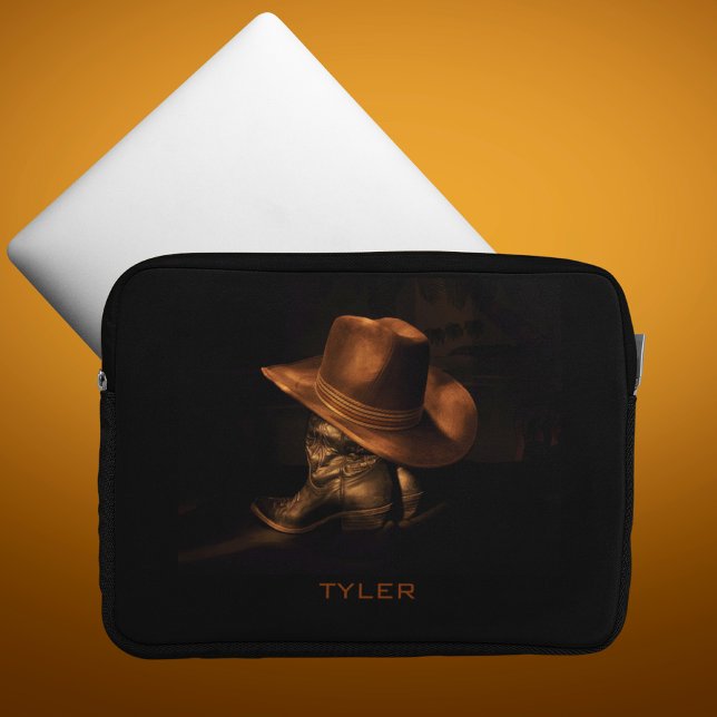 Cowboy Hat and Leather Boots Masculine Personalise Laptop Sleeve (Creator Uploaded)