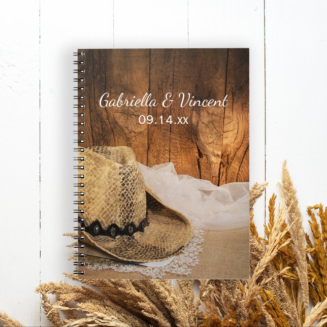 Cowboy Hat Barn Wood Country Western Wedding Notebook (Creator Uploaded)