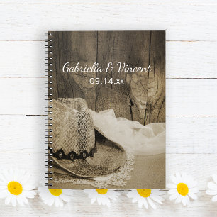 Cowboy Hat Barn Wood Country Western Wedding Spiral Notebook
