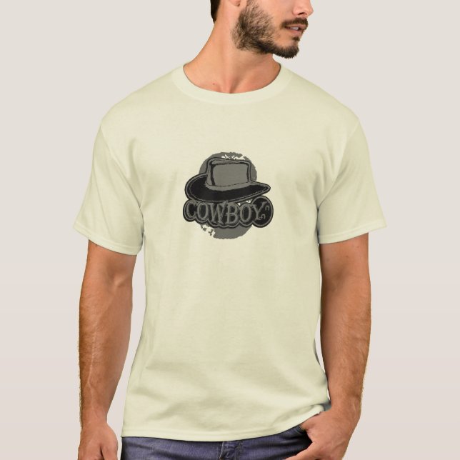 Cowboy! Hat! Black and Grey T-Shirt (Front)