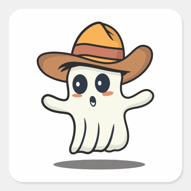 Cowboy Hat Ghost Square Sticker (Front)
