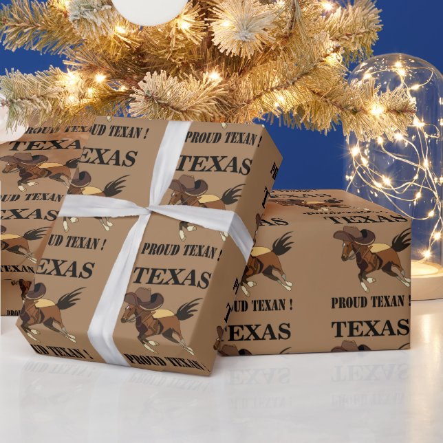 Cowboy Hat Horse Proud Texan Texas Wrapping Paper (Holidays)