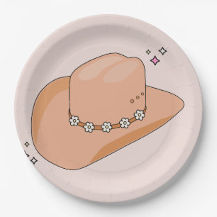 Cowboy Hat Neutral Beige Paper Plate