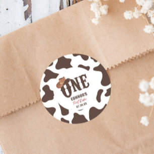 Cowboy Hat ONE First Rodeo 1st Birthday Party Classic Round Sticker