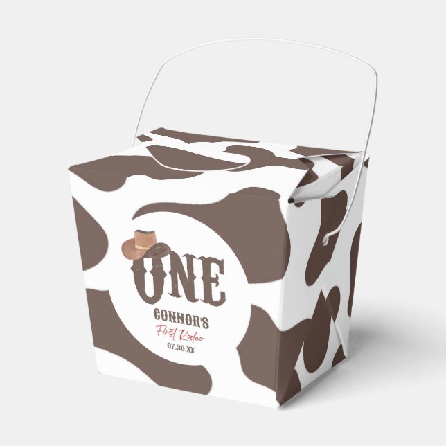 Cowboy Hat ONE First Rodeo 1st Birthday Party Favour Box (Front Side)