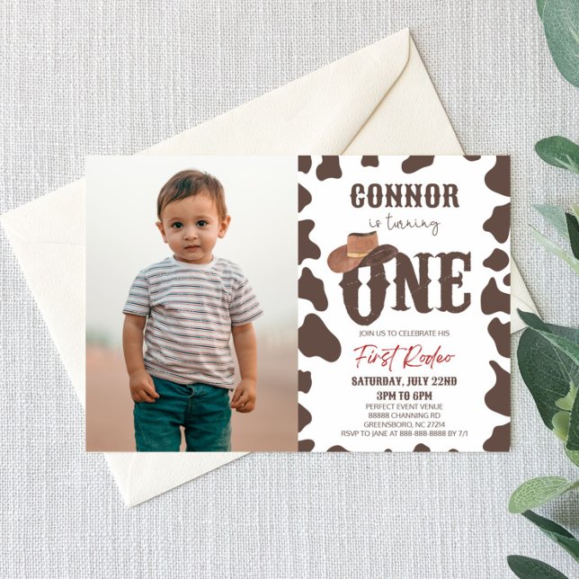 Cowboy Hat ONE First Rodeo 1st Birthday Party Invitation (Creator Uploaded)