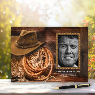 Cowboy Hat Photo Funeral Memorial Guest Book