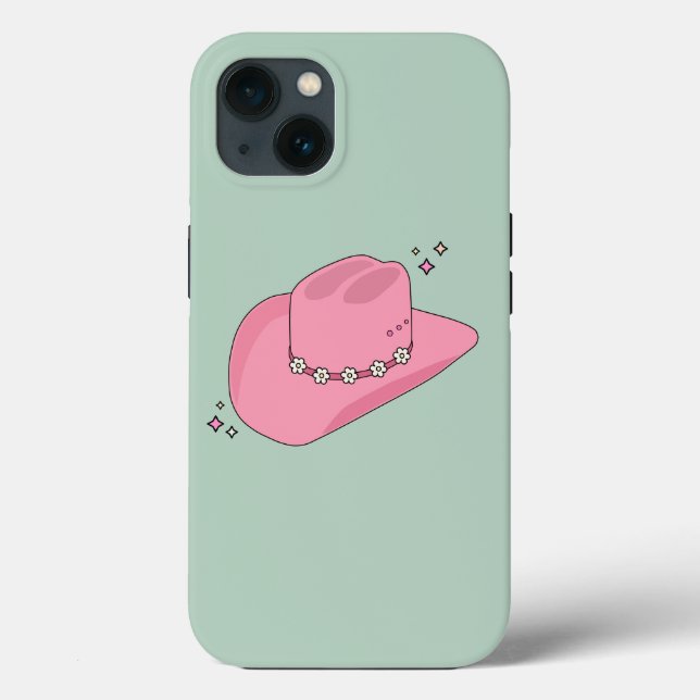 Cowboy Hat Preppy Pink And Green Case-Mate iPhone Case (Back)