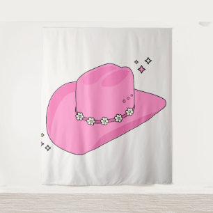 Cowboy Hat Preppy Pink Tapestry