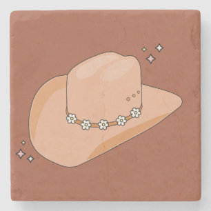 Cowboy Hat Rust Terracotta Stone Coaster