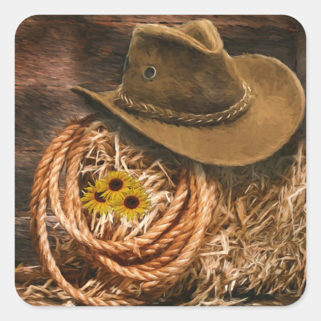 Cowboy Hat Square Sticker (Front)