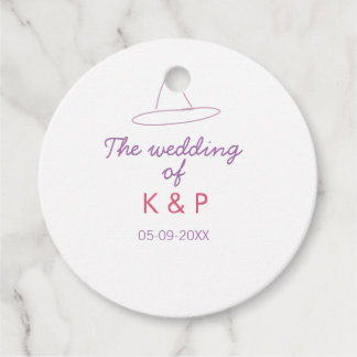 cowboy hat the wedding of couple name date purple  favour tags