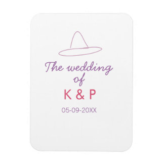 cowboy hat the wedding of couple name date purple  magnet