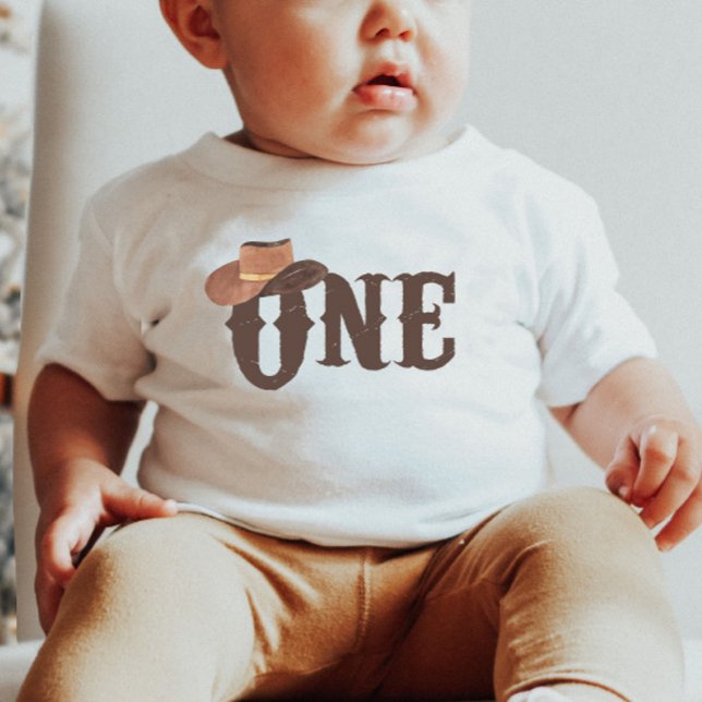 Cowboy Hat Themed ONE 1st Birthday Baby Baby T-Shirt (Creator Uploaded)