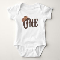 Cowboy Hat Themed ONE 1st Birthday Baby Bodysuit