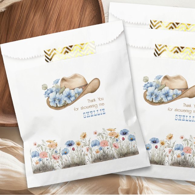 Cowboy Hat with Boho Wildflowers Western Favour Bags (Favor bags from the Boho Elephant Baby Shower Collection by Darling & May)